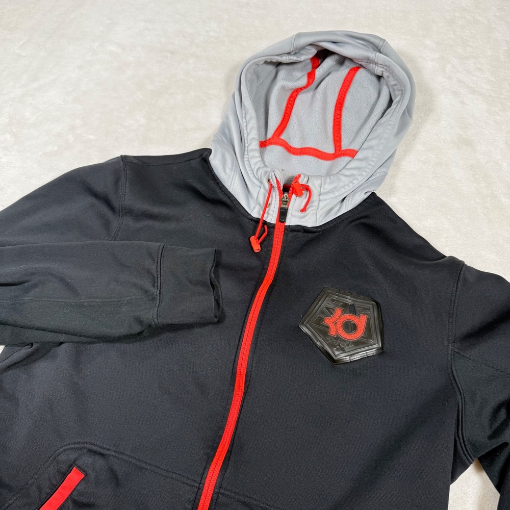 Nike Therma Fit KD Kevin Durant Basketball Hoodie Black Red Zip Up Men's Medium